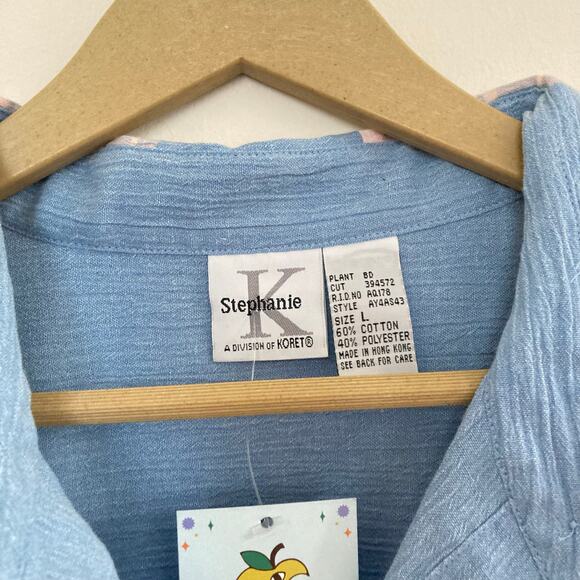 Vintage Light Blue Cottage Core Embroidered Blouse - Picture 4 of 5